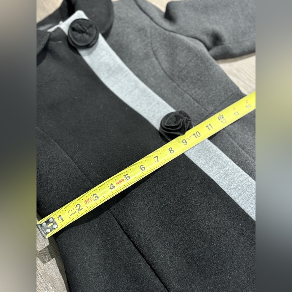 90s Vintage Rothschild Black Grey Girls Wool Pea Coat Size 6x - Picture 4 of 9